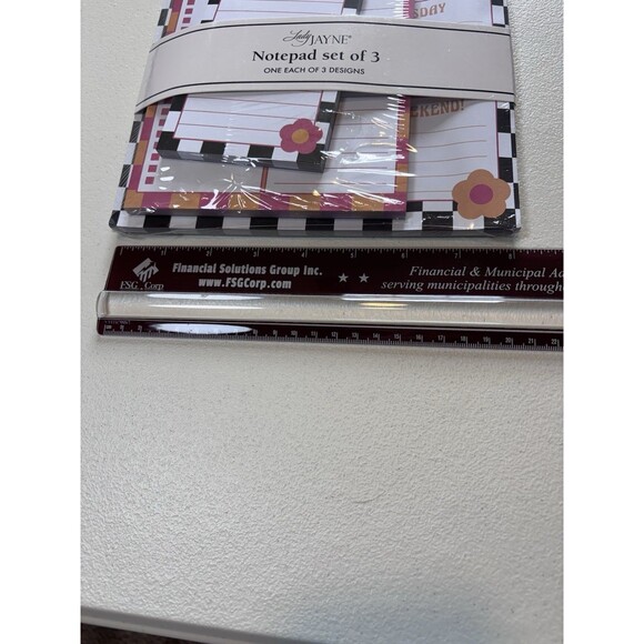 Lady Jayne THIS WEEK Notepad Black White Check Pink Yellow Flowers Set of 3 - Picture 6 of 6